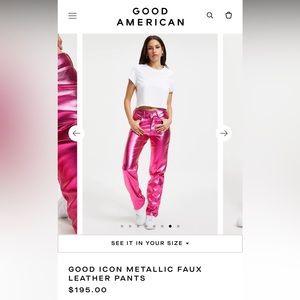 Good American METALLIC FAUX LEATHER PANTS